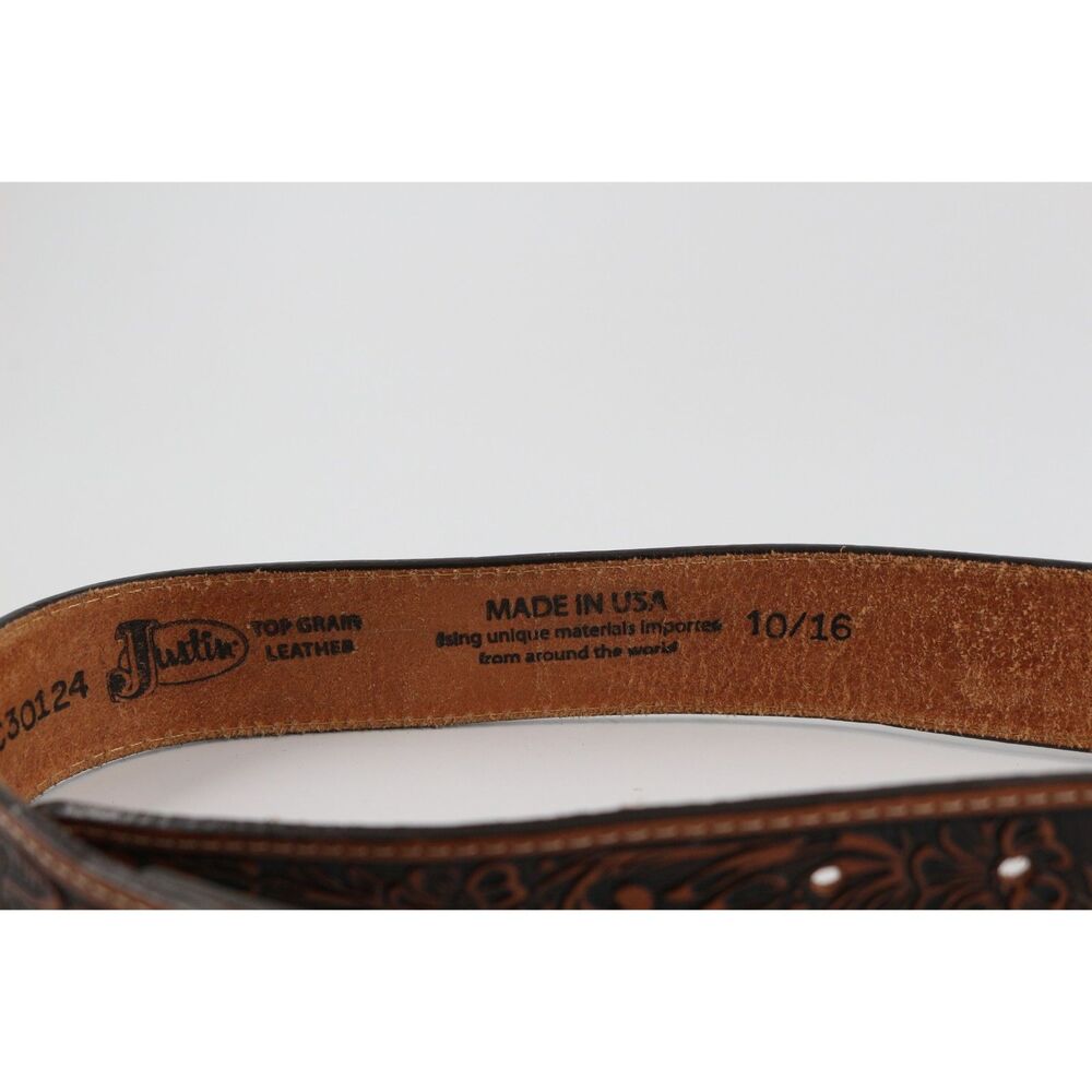 Justin Kids Youth Belt Tooled Top Grain Leather New NO BUCKLE - Picture 3 of 3